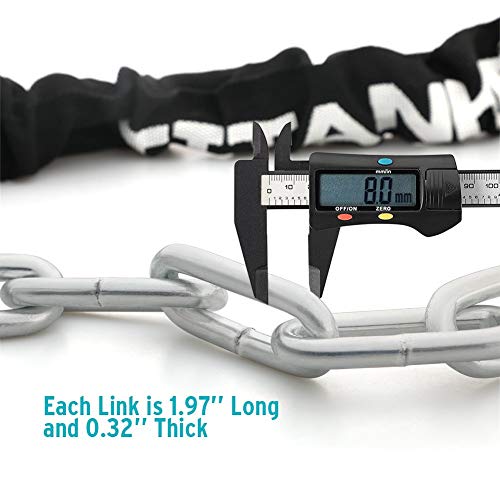 Titanker Bike Chain Lock, Security Anti-Theft Bike Lock Chain Bicycle Chain Lock Bike Locks For Bike, Motorcycle, Bicycle, Door, Gate, Fence, Grill (6Mm, 8Mm, 10Mm Thick Chain) (Black-8Mm Chain) #TOP1