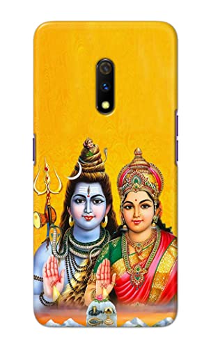Image of PRINTFIDAA Lord Shiva Parvati Yellow Background Printed Designer Hard Back Case Cover for Realme X /Oppo K3, RMX1901 -(SF) MVN1008