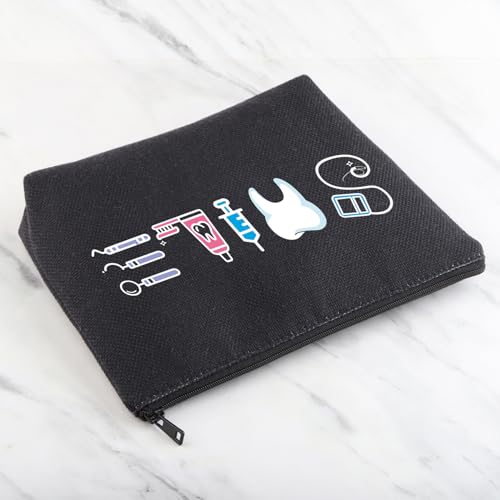 Image of MNIGIU Dental Assistant Gift Funny Dentist Gift Dental Smile Cosmetic Bag Dental Student Gift Dental Hygienist Gift (Smile Black)