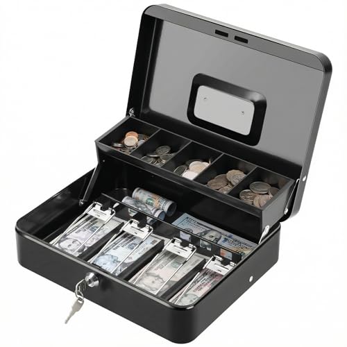 KYODOLED Locking Cash Organizer Box with Key
