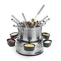 Princess Family Fondue-Set - 800 W, 1,2 Liter Fassungsvermögen, Thermostat, Edelstahl, doppelter Boden, 8 Fonduegabeln, 6 Dipschalen, Silber, 172680 01.172680.01.001, edelstahl, silber