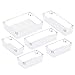 Puroma Desk Drawer Organizer Trays with 3 Different Sizes DIY Makeup Drawer Dividers 6 Bins for Office Dresser Bathroom Bedroom