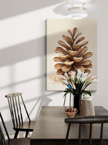 Texture 3D tableau pomme de pin moderne toile abstraite décoration murale maison - 5