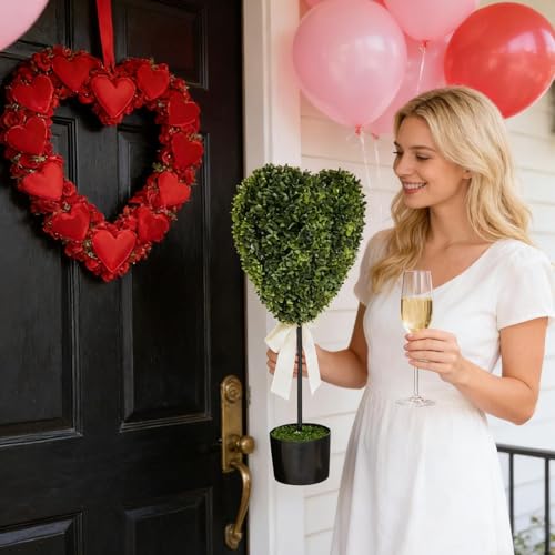 Arbuste synthétique réaliste en cœur pour la Saint-Valentin - 4