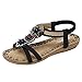 Produktbild Damen Flach Sandalen Sommer Bohemia Frauen Mädchen Böhmischen Mode Flache Beiläufige Sandalen Strand Sommer Flache Schuhe Frau Geschenk (EU:39, Schwarz)