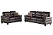 Poundex F7878 Bobkona Shelton Bonded Leather 2 Piece Sofa and Loveseat Set, Espresso