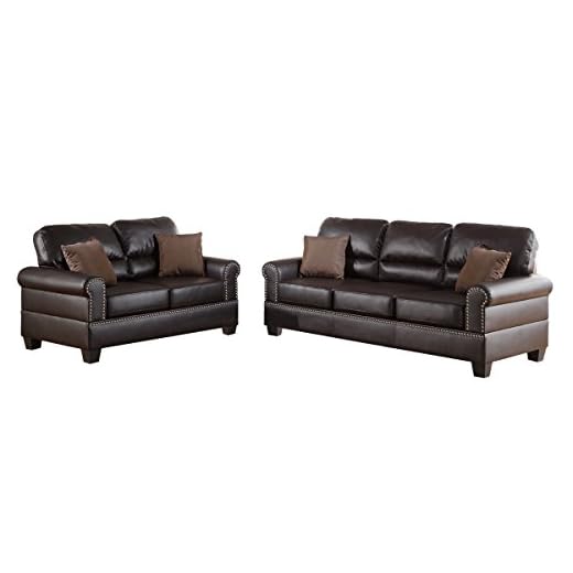 Stylish Bonded Leather Sofa and Loveseat Set