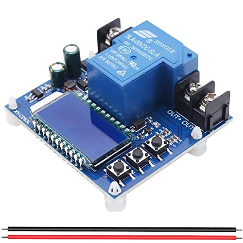 Youmile Low Voltage Cutoff Switch DC 6V-60V Low Voltage Protector Disconnect Switch 30A Voltage Protection Module LCD Display with 16awg red and black cable for Lead Acid Lithium Battery