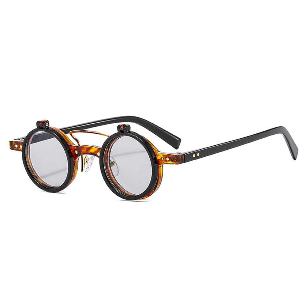 Popularne modne małe okrągłe okulary przeciwsłoneczne Punk z podwójnym mostkiem, damskie, retro, z odchylanymi soczewkami, okulary przeciwsłoneczne UV400, męskie, z nitami