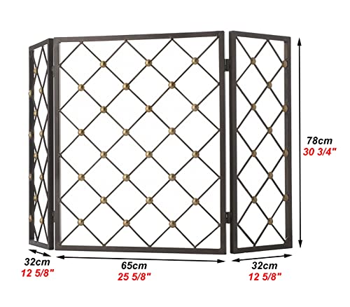 Cubierta protectora de chimenea de metal negra de 3 paneles para decoración 4