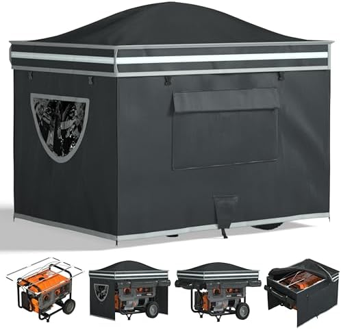 Generator Tent With Bracket,Generator Covers While Running,28x20x20 inches,Roof Design Without Water Accumulation,1680D Marine Canvas Production+Heavy-Duty Stainless Steel Bracket, Black