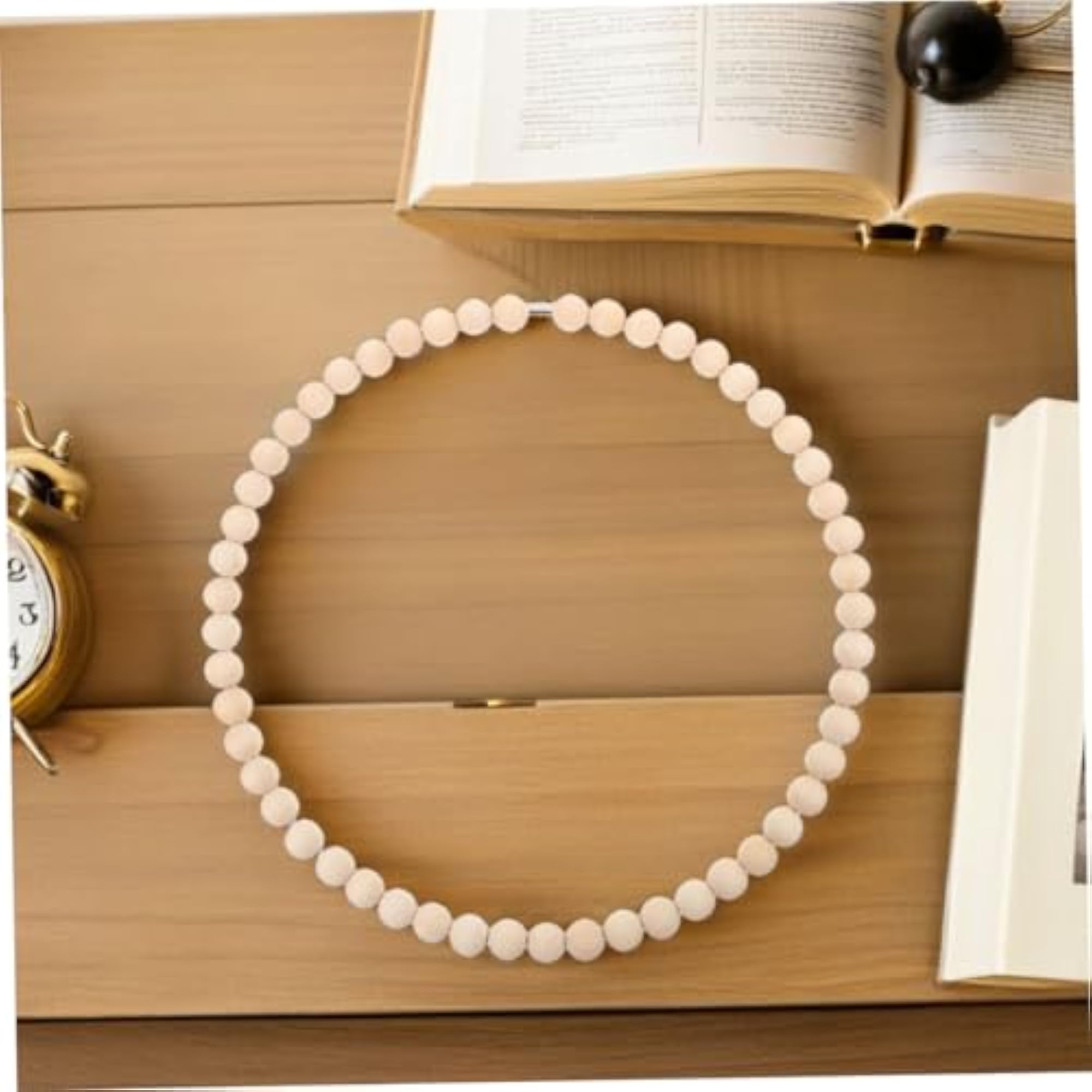 2pcs Stainless Steel Hoop with Natural Beads for Rustic Wedding Decor