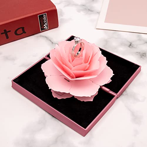 Image of Engagement Ring Box,Ring Rose Box Surprise Jewelry Storage Holder for woman as Proposal Engagement Wedding Ring Jewelry Gift ect.