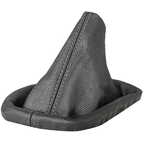 L & P Car Design Shift Boot Cover Genuine Leather Compatible with BMW 3 Series e30 e36 e46 5 Series e34 Manual Transmission Black Gray Stitch Cover
