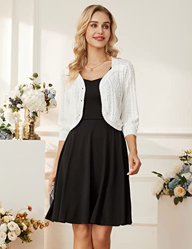 Bolero Shrug For Women Lightweight Knit Cardigan Sweater Button Shrug Top Ivory M #TOP3