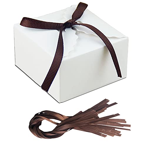 30 Stück Kraftpapier Box Weiß, Kraftpapier Geschenkbox, Kraftpapierbox mit Braunes Band, für Geschenkverpackungen, Geburtstagsgeschenke und Festivalgeschenke Verwendet (Weiß)
