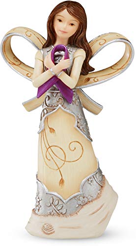 Elements Purple Ribbon of Hope Angel (Pancreatic Cancer, Thyroid Cancer, Alzheimer's, Lupus, Cystic Fibrosis & Fibromyalgia) by Pavilion, 5-Inches Tall