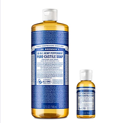 Dr. Bronner'S Pure Castile Soap - Fair Trade And Organic - Liquid - 18 In 1 Hemp - Peppermint - 32 Oz
