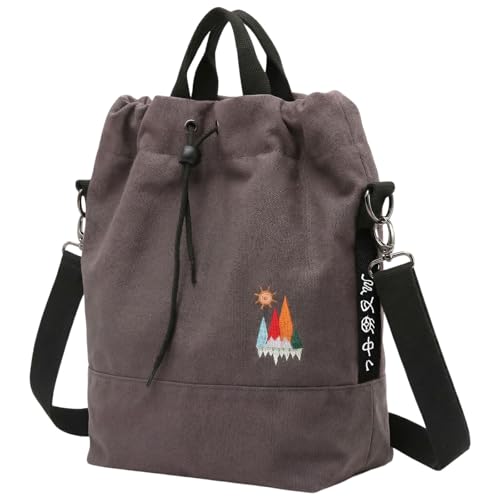 Image of Women Canvas Tote Handbags Casual Shoulder Work Bag Crossbody Bag with Sunshine Embroidery