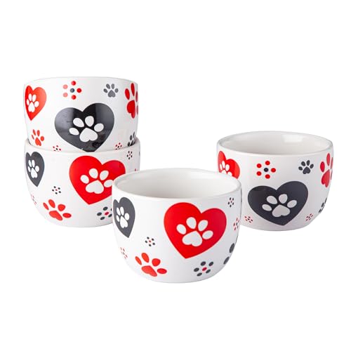 Temp-Tations Ramequines aptos para horno de 8 onzas en Pawfetti, juego de 4 tazas de postre para crema brulee, cuencos pequeños para hornear, helados, platos de soufflé o charcutería, plato de