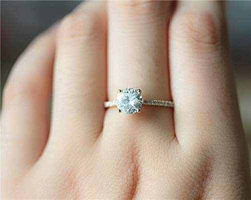 Lamrowfay 1Ct Halo Solitaire Cubic Zirconia Promise Engagement Ring In 14K Rose Gold Or White Gold Or Yellow Gold, 1.70Cttw (Yellow-Gold, 7.5) #TOP4