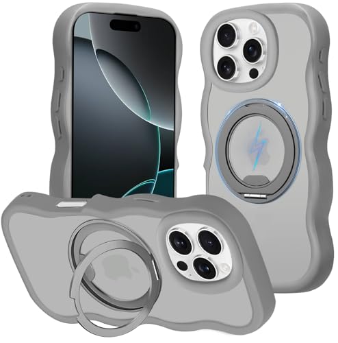 ATUSIDUN For iPhone 16 Pro Max �P�[�X Magsafe�Ή� �����O ���C�����X�[�d ��phone16pro max �P�[�X �X�^���h �c�����Ή� �}�O�l�b�g���� ������ �ϏՌ� PC+TPU �A�C�t�H�� 16ProMax �X�}