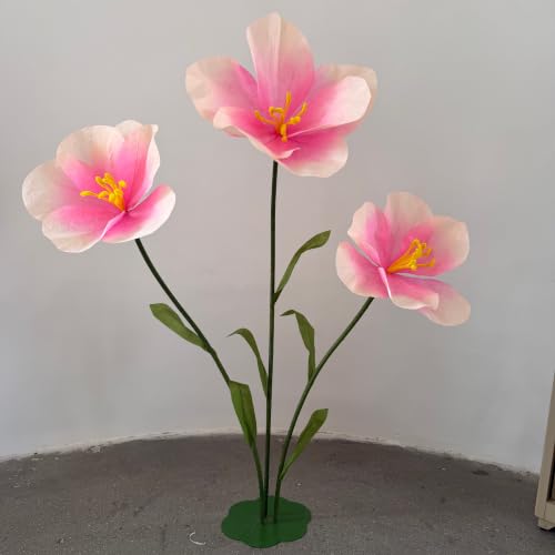5.9Ft Giant Paper Blush & Champagne Ombre Iceland Poppy Flowers with Stand