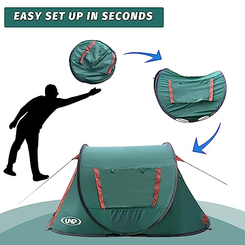 Image of Pop-up Tent,2 Person Camping Tent,Instant Portable Beach Tent,Easy Pop Up Shade Tents 2 Doors for Camping Hiking & Traveling with Carrying Bag