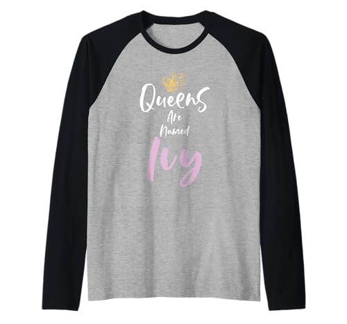 Ivy Name Queen personnalisé pour femme et fille Rose/noir Manche Raglan