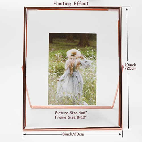 Ahago Floating Picture Frame (2 Set, Rose Gold, 8"X10") , For Multiple Photo Sizes (7X9, 6X8, 5X7), Vertical Adjustable Tabletop/Shelf Photo Frame, Classy Gift Choice For Halloween, Thanksgiving, Christmas, Home Or Wedding Decoration #TOP1