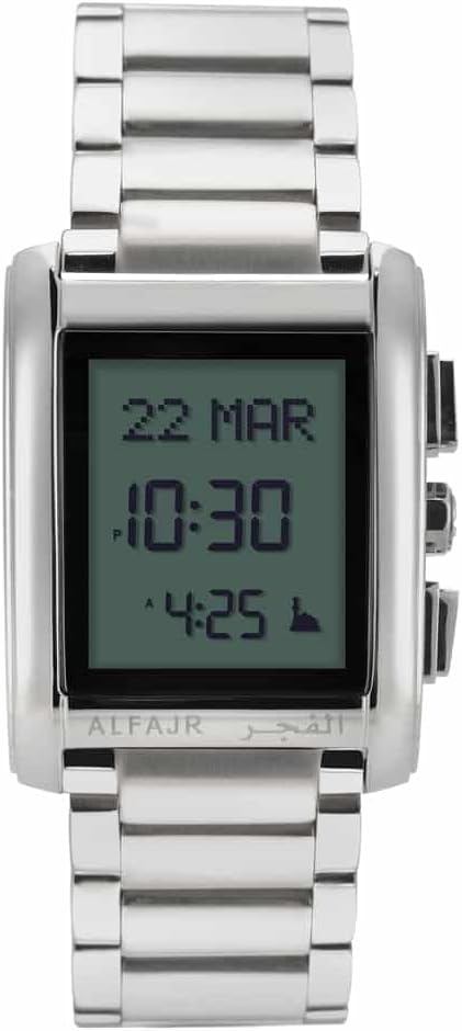 Digital Dress Watch For Men- Ws-06S Stainless Steel Casual Men With Worldwide Prayer Times & Compass, Silver, Casual,