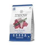The New Zealand Natural Pet Food Co. Meow Air Dried Cat Food - Beef & Hoki Recipe - Topper, Mixer or as Cat Training Treats, All Life Stages - 26.5 oz