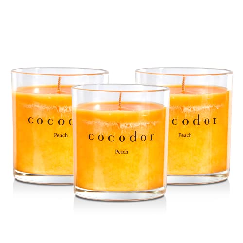 COCODOR ココドール プレミアムジャー キャンドル 3個セット ピーチ イタリア製 アロマキャンドル - プレゼント 女性 誕生日 記念日 線香 贈り物 ギフト 人気