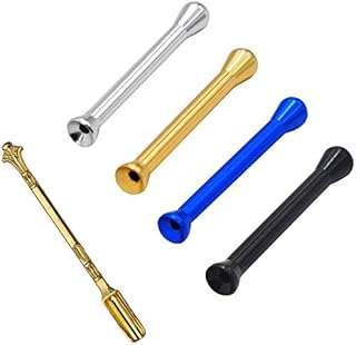 5 Pack Mini Snuff Snorter Straws Tube Portable Stainless Steel Sniffer Snorter Nasal Dispenser Bullet and Mini Metal Spoon for Sniffer Metal Shovel