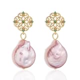 Sonateomber Indian Green Rhinestone Pearl Drop Dangle Earrings for Women – Lucky Clover Floral Pink