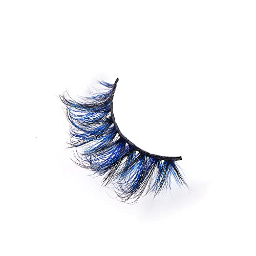 Foxscos Color Eyelashes,Beautiful Natural False Eyelashes,3D Mink Color Eyelashes,100% Siberian Mink Color 20Mm Short Style (Blue Black) #TOP3