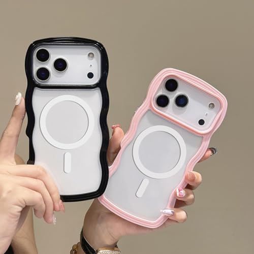 Coque iPhone 17 Pro MagSafe QLTYPRI silicone jaune vagues