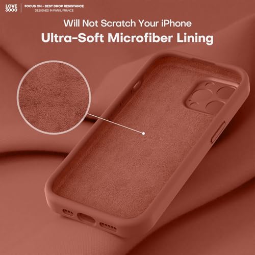 Image of LOVE 3000 Designed for iPhone 14 Pro Max Case, Premium Silicone with [Soft Anti-Scratch Microfiber Lining] Shockproof Protective Phone Case for Men Women Girls 6.7 inch, Caramel