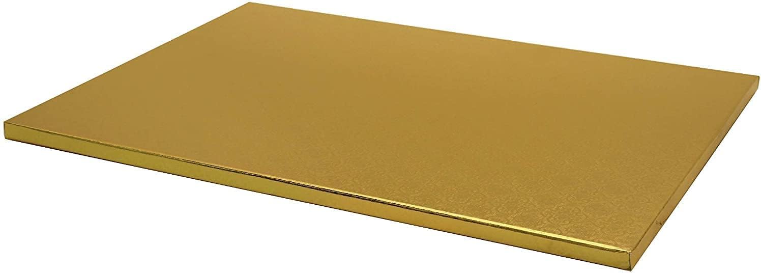O'CREME Gold Rectangular Cake Pastry Drum Board 1/2 Inch Thick, Full-Sheet Size (17-5/8 Inch x 25-1/2 Inch) - Pack of 5