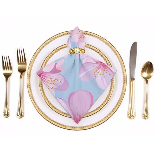 Servilletas de tela con diseño de cerezas y acabado cuadrado para comedor 4
