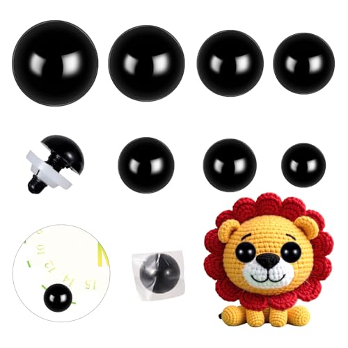 Vanblue 132pcs 14-30mm Large Safety Eyes with Washer for Amigurumi Black Safety Eyes for Crochet Stuffed Animal Eyes Craft Doll Plastic Safety Eyes for DIY Toy Making Supplies Halloween Decorations