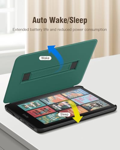 MoKo Case for 7\" Ebook Reader(12th Gen 2024) and Colorsoft Signature Edition 2024, Lightweight Shell Cover with Hand Strap Auto Wake/Sleep, Not fit Kobo Aura 2/Remarkable, Green Forest