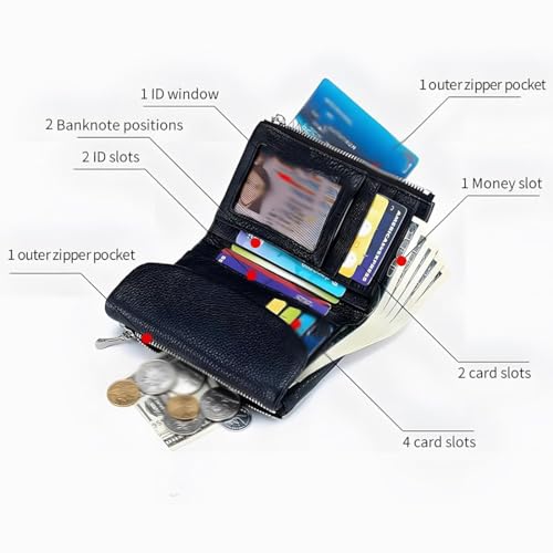 Unisex Pebble Leather Wallet, Short Genuine Leather Coin Card Holder, Women's RFID Small Leather Bifold Wallet with Card Holder & Coin Purse, Ultra Thin Clutch for Ladies (#13)3