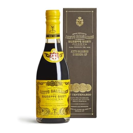 Giusti Quarto Centenrario Aceto Balsamico di Modena IGP – Balsamico-Essig aus Modena 4 Goldmedaillen Traditionsflasche in Geschenkpackung (1 x 0.25 l)