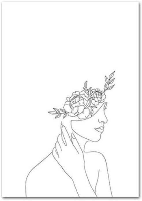 Amazon Cwswp シンプルな線画ポスターと印刷 黒 白 抽象花女性アートワークキャンバス絵画壁アート画像 家の装飾40x60cm ウォールステッカー オンライン通販