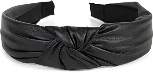 styleBREAKER women hairband iwith knot in faux leather look, retro style hairband, headband 04026046, color:Black - Image 2