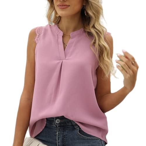 Blouses chemise débardeur dentelle col v au tombé fluide impeccable