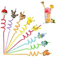 8 Stück Plastik Strohhalme Wiederverwendbar, Farbige Strohhalm Geburtstag Partyzubehör für Geburtstag