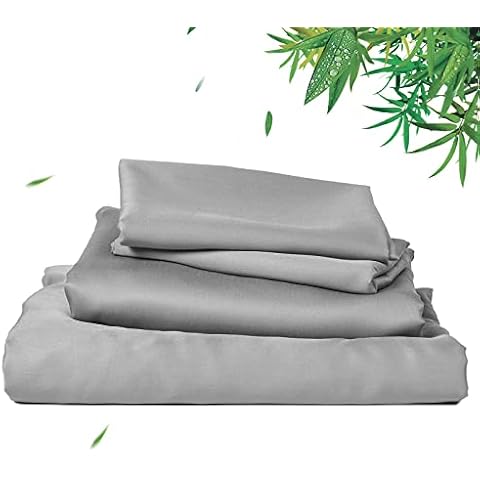David's Home 100% Rayon Derived from Bamboo Cooling Sheets Set,Luxury Silky Soft Breathable for Hot Sleeper, 16" Deep Pocket Sheets with Pillowcase for Spring Summer,King,Grey Cover