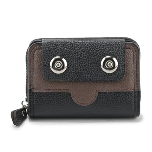 Image of 9 Slot RFID Genuine Leather Credit Debit Card Holder Wallet Money Zipper Coin Purse for Men & Women (Black)